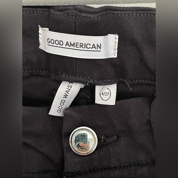 Good American EUC Size 4 Good Waist Jeans Black Ankle Zip High Rise B-37 - Picture 3 of 4